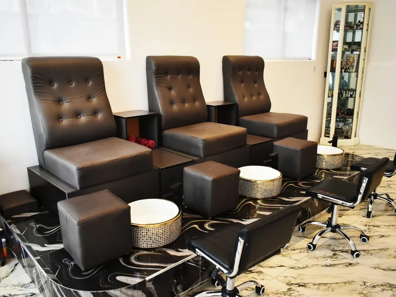 Pedicure lounge with leather chairs at Facial Bar, Victoria Island, Lagos